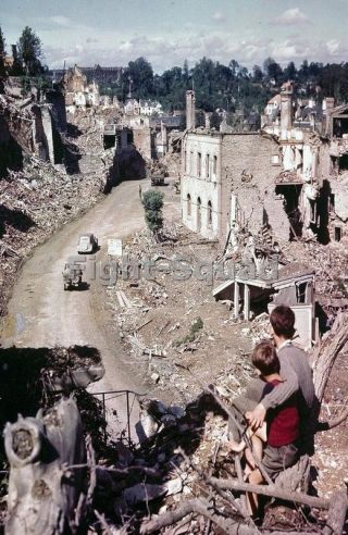 Ww2 Picture Photo France 1944 French Boys In A Hilltop As Jeep Passed 2825