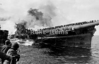 Ww2 Picture Photo Uss Franklin Carrier After A Japanese Dive Bomber Attack 0723