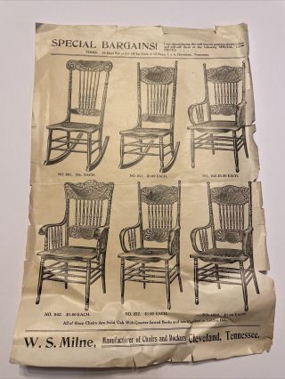 Vintage Antique Cleveland Tennessee Rocking Chair Advertisement Tn Victorian Old