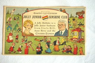 Vtg 1941 Jolly Junior Sunshine Club Mickey Mouse Popeye Orphan Annie Dick Tracy