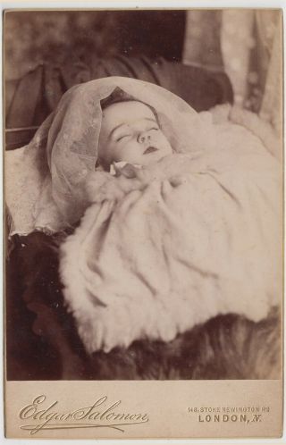 Post - Mortem Cabinet Photo - A Baby Lying Post Mortem By Edgar Salomon Of London
