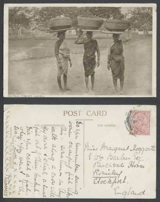 India Kg5 1a Old Postcard 3 Native Bombay Fisher Women Carrying Baskets On Heads