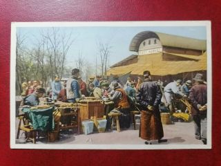 China Vintage Postcard,  Peking,  The City East Vegetable Market.