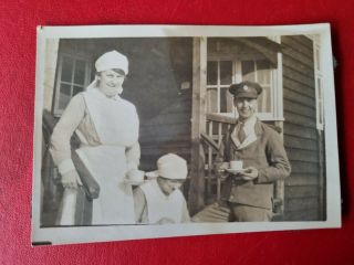 Vad Nurses & Wounded Soldier,  Ww1 Photo 8x6cm