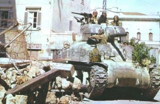 Ww2 Picture Photo Us Tank M4a1 Sherman On The Street Of The Italian City 3574