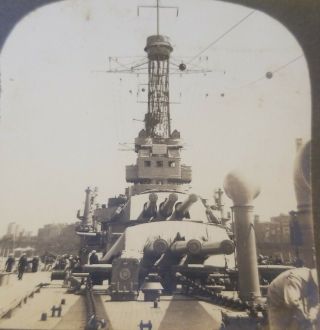 Antique World War 1 Photo Of Us Navy Battleship Pennsylvania,  Stereoview