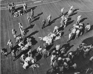 Us Navy Ww2 Photo Wwii Wounded On Uss Intrepid Aircraft Carrier World War Two
