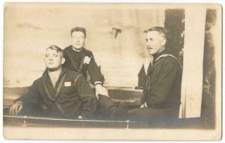 Ww1 World War 1 Era U.  S.  Navy Sailors Rppc Real Photo Postcard C.  1918