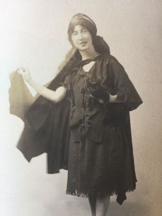 Vintage Photo Woman In Costume Holding Black Cat Witch Halloween Odd Leeds