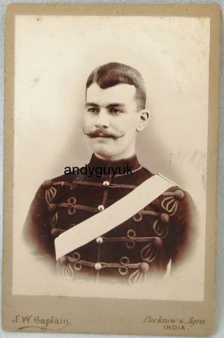 Cabinet Card Soldier Military By Caplain India Lucknow Agra Antique Photo