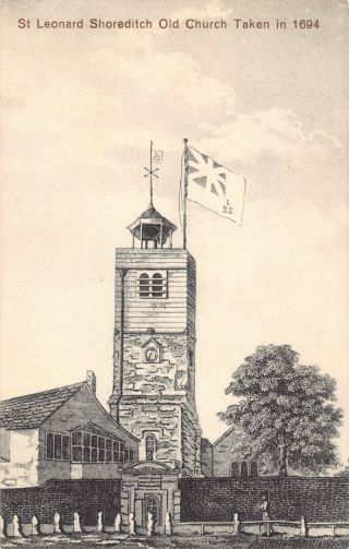 R181637 St.  Leonard Shoreditch Old Church Taken In 1694.  T.  H.  Reed