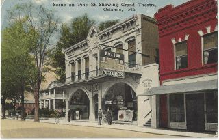 1915 Orlando,  Florida - Movie Theatre & Posters,  Street Scene,  Old Postcard