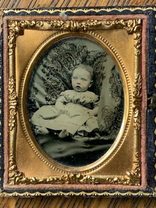 Antique Ambrotype Photograph 9th Plate Baby Girl Child Possible Post Mortem?
