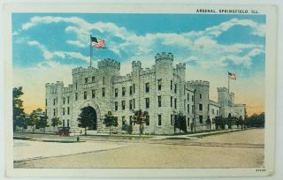 Vintage Springfield Illinois Il The Arsenal Postcard 1930