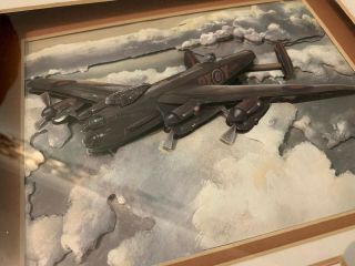 3D Framed Decoupage Picture WW2 RAF Avro Lancaster Bomber in Cloud 2