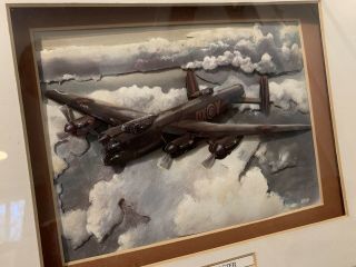 3D Framed Decoupage Picture WW2 RAF Avro Lancaster Bomber in Cloud 3