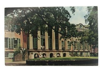 Postcard College Of Charleston Main Building Sc 1970s Students Vintage Post Card
