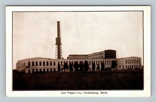 Vicksburg Mi,  Lee Paper Company Mill,  Vintage Michigan C1920 Postcard
