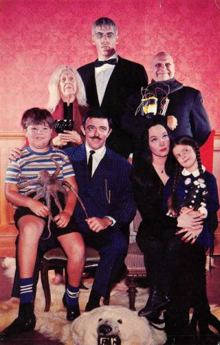 The Addams Family Tv Show Cast Group Photo Ca 1960s Vintage Filmways Postcard