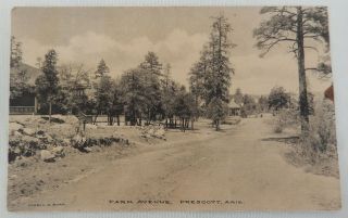 Old Corbin & Bork Postcard View Of Park Avenue,  Prescott,  Arizona