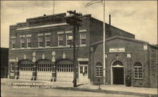 Bellmore Long Island Ny Fire Department & Post Office Old Postcard
