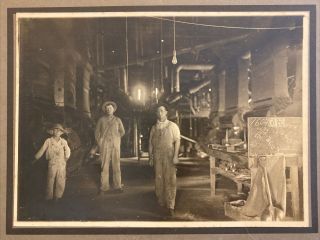 Antique Photo Early 1900s Factory Child Worker Men Coal Shovels 8 X 10