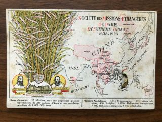 China Old Postcard Mission Chinese Map Thibet Kien Tchang Yunnan Swatow Canton