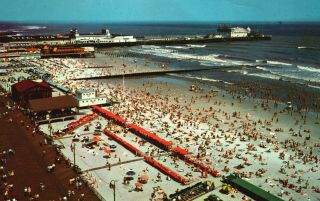 Vintage Postcard 1967 Bathers And The Beach At Atlantic City Nj Steel Pier