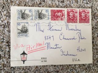 Vintage Old Stamp Envelope Cover Sverige Airmail 1988