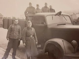 Ww2 German Army Wehrmacht Group Photo With A Truck.