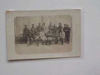 Wwi French Photo Postcard Soldiers Sitting On Bench War Ww I Vtg Photograph Ww1