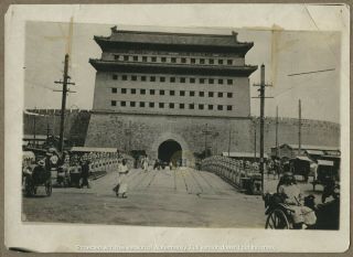 Vintage China Photograph Peking Beijing Chien Men Gate Forbidden City C.  1910s