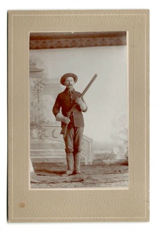 U.  S.  Soldier,  Shotgun Or Rifle,  Cabinet Photo C.  1898 Spanish American War Era