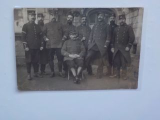 Wwi French Photo Postcard Soldiers Sitting In Chair Photograph War Ww I Vtg Ww1