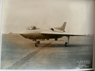 Ww2: A.  V.  Roe E15/4 (prototype) Derwent Og British Air Ministry Photo Aug 1949