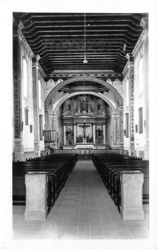 Rppc Church Interior San Luis Rey Mission Oceanside,  Ca C1940s Vintage Postcard