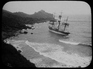 Magic Lantern Slide Wreck Of The Alexander Yeats C1896 Photo Shipwreck Cornwall