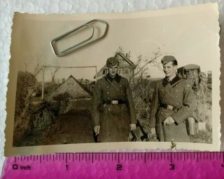 02 Ww2 Orig.  Photo German Officers Coats Bags Truck Tent 2.  5 X 4 Inch