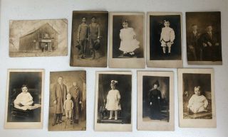 10 Old Real Photo Postcards Rppc Building Fashion Children Victorian Portrait