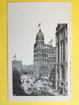Cpa Old Postcard Usa York City Park Row Drapeaux Flags