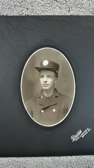 Fireman,  Portland,  Oregon,  Photo By Davies,  Badge 239,  Overall Size 7x9,  Early 1900s