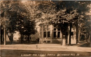 S21.  1919 Vintage Rppc Postcard Boonville Ny Library Odd Fellows Temple C.  1910