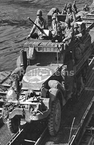 Ww2 Picture Photo France 1944 Us M3 Half - Track Vehicle Crossing Seine River 2830