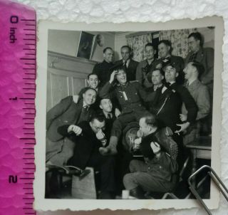 135 Ww2 Orig.  Photo German Soldiers Civilians Boots Joke Date 2.  5 X 2.  5 Inch