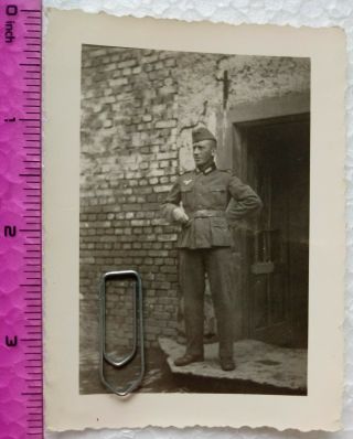 100 Ww2 Orig.  Photo German Soldier Uniform Belt Ottweiler Stamp 2.  5 X 4 Inch