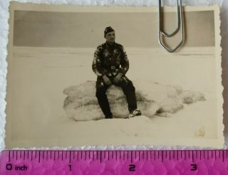 100 Ww2 Orig.  Photo German Soldier Snow On The Uniform 2.  5 X 3.  5 Inch
