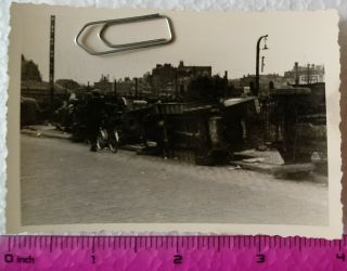 159 Ww2 Orig.  German Photo Destroyed Trucks Town 2.  5 X 4 Inch
