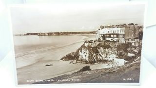 Vintage Rp Postcard South Shore & Giltar Head Tenby Rppc Real Photo Posted 1956