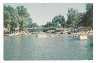 C1955 Noel Missouri Shadow Lake Resort Boats Swimmers Vintage Postcard Mo Old