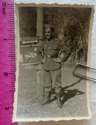 09 Ww2 Orig.  Photo German Nc Officer Medal Badge 1942 Date 2.  5 X 3.  5 Inch